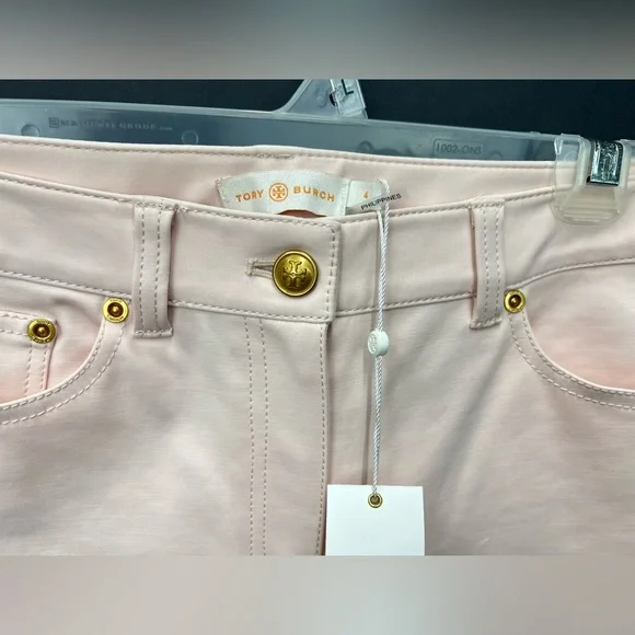 Tory Burch Blush light Pink pants with Gold Accents new with tag size 4 - Picture 7 of 11